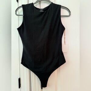 Quince High Neck Sleeveless Bodysuit, Black, Size Medium, NWT